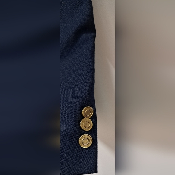 Vintage 80s Men's Sport Coat Jacket Canvas Navy Gold Buttons 2-Btn Canada Sz 40R - Picture 8 of 12